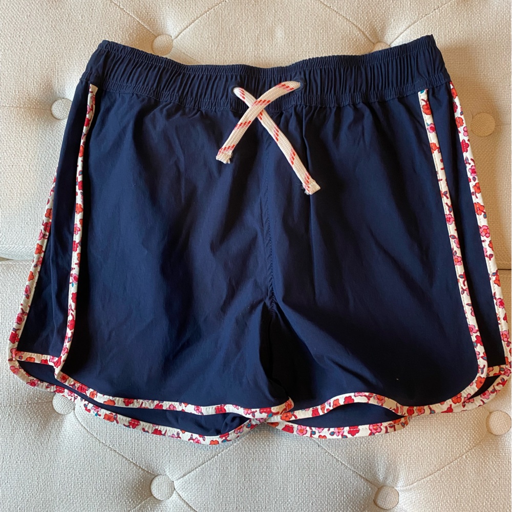 Crewcuts Navy Athletic Shorts with Floral Trim